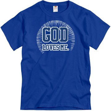 God Loves Me Mens Unisex Gildan Heavy Cotton Crew Neck Tee