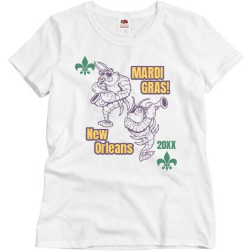 Mardi Gras Jazzfish Misses Relaxed Fit Basic Gildan Ultra Cotton Tee