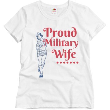Proud Army Wife Pin-Up Misses Relaxed Fit Basic Gildan Heavy Cotton Tee