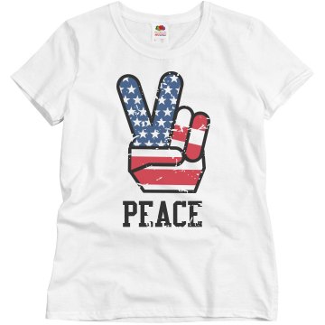 Distressed Peace Misses Relaxed Fit Basic Gildan Ultra Cotton Tee