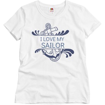 I Love My Sailor Misses Relaxed Fit Basic Gildan Ultra Cotton Tee