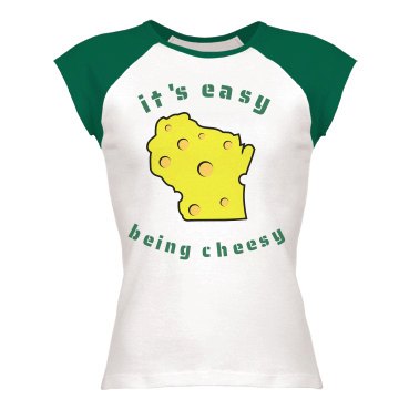 It's Easy Being Cheesy Junior Fit Bella 1x1 Rib Ringer Tee