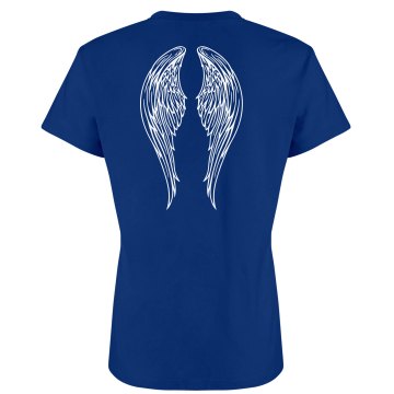 White Angel Wings Junior Fit Bella Crewneck Jersey Tee