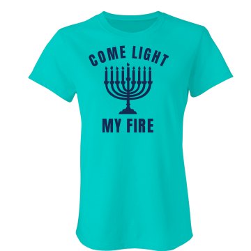 Light My Menorah Junior Fit Bella Crewneck Jersey Tee