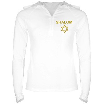Shalom Hoodie Junior Fit Bella Long Sleeve 1/2 Zip Hooded Pullover Tee
