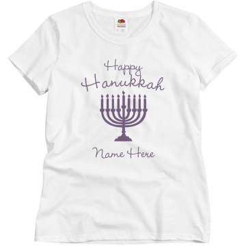 Happy Hanukkah Tee Misses Relaxed Fit Basic Gildan Ultra Cotton Tee