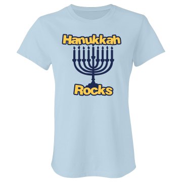 Hanukkah Rocks Junior Fit Bella Crewneck Jersey Tee