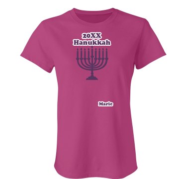 Hanukkah Junior Fit Bella Sheer Longer Length Rib Tee