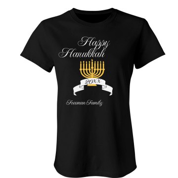 Happy Hannukah Shirt Junior Fit Bella Crewneck Jersey Tee