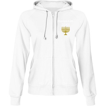Custom Hanukkah Jacket Junior Fit Bella Fleece Raglan Zip Hoodie