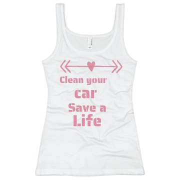 Clean Car, Save Life Junior Fit Basic Bella 2x1 Rib Tank Top