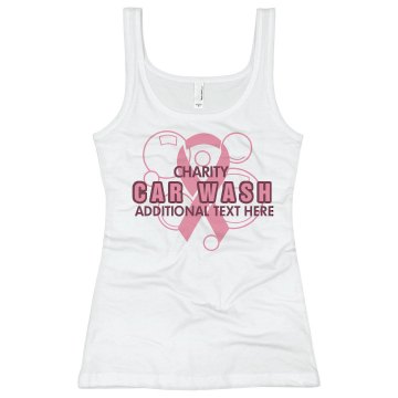 Car Wash Breast Cancer Junior Fit Basic Bella 2x1 Rib Tank Top