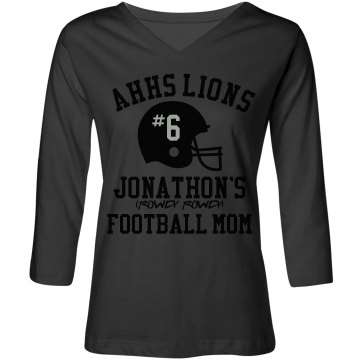 Football Mom #6 Junior Fit Bella Crewneck Jersey Tee