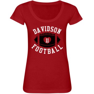 Davidson Football w/ Back Junior Fit Bella Sheer Longer Length Scoopneck Tee