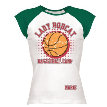 Lady Bobcat Basketball Junior Fit Bella 1x1 Rib Ringer Tee
