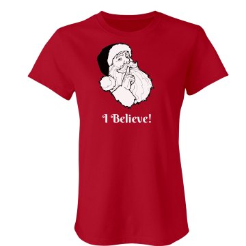 I Believe in Santa Claus Junior Fit Bella Crewneck Jersey Tee