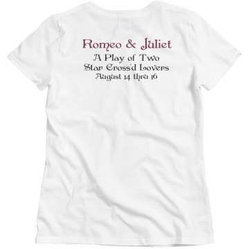 Romeo Juliet Play w/ Back Misses Relaxed Fit Basic Gildan Heavy Cotton Tee