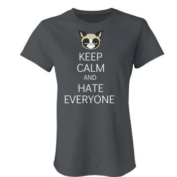 Hate Everyone Junior Fit Bella Crewneck Jersey Tee