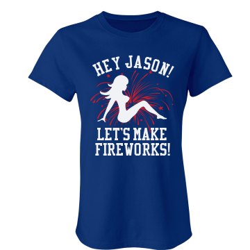 Let's Make Fireworks Junior Fit Bella Crewneck Jersey Tee
