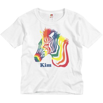 Kim's Rainbow Zebra Youth Basic Gildan Ultra Cotton Crew Neck Tee