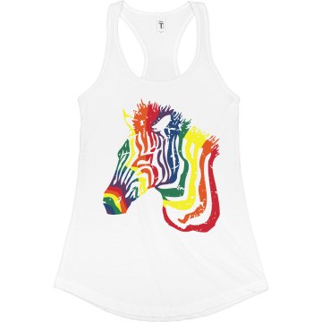 Rainbow Zebra Junior Fit Bella Sheer Longer Length Rib Racerback Tank Top