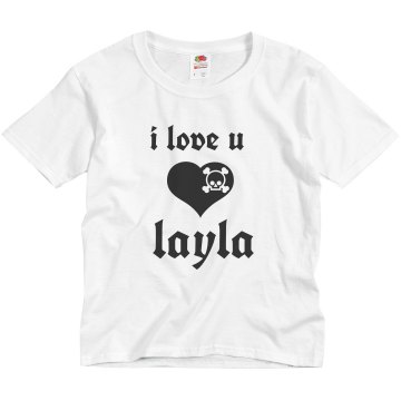 I Love U Layla Youth Basic Gildan Ultra Cotton Crew Neck Tee