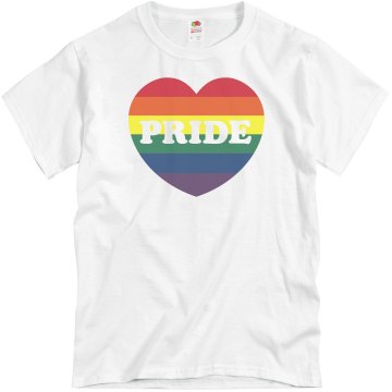 Gay Pride Heart Unisex Basic Gildan Heavy Cotton Crew Neck Tee