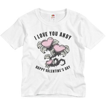 I Love You Andy Youth Basic Gildan Ultra Cotton Crew Neck Tee