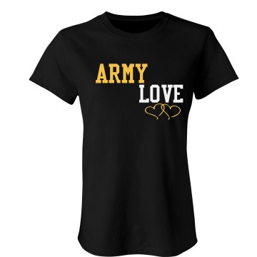 Army Love Rhinestone Junior Fit Bella Crewneck Jersey Tee