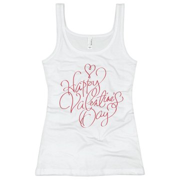 Happy Valentine's Cami Bella White Basic Junior Fit Camisole