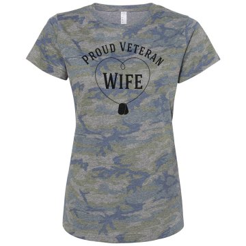 Proud Veteran Wife Junior Fit Bella 1x1 Rib Cap Sleeve Raglan Tee