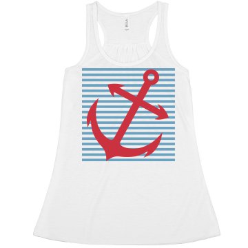 Anchor Stripes Misses Bella Flowy Boxy Lightweight Crop Tank