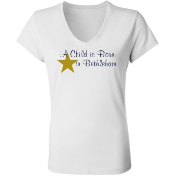 A Child Is Born Junior Fit Bella Long Sleeve Sheer Longer Length Rib V-Neck Tee