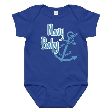 Navy Baby Onesie Infant Rabbit Skins Lap Shoulder Creeper