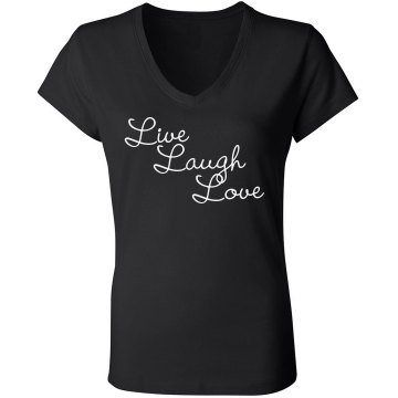 Live Laugh Love Junior Fit Bella Long Sleeve Sheer Longer Length Rib V-Neck Tee