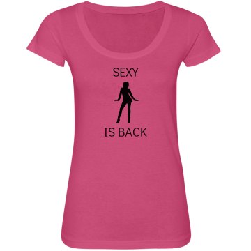 Sexy Is Back Graphic Tee Junior Fit Bella Sheer Longer Length Rib V-Neck Tee 