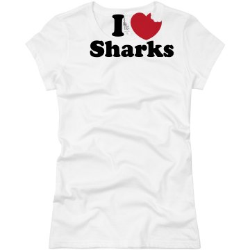 I Love Sharks Junior Fit Basic Bella Favorite Tee