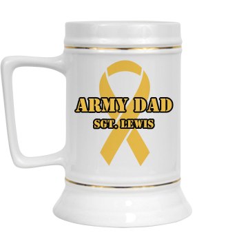 Army Dad 28oz Gold Trim Ceramic Stein