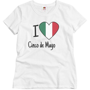 I heart Cinco de Mayo Misses Relaxed Fit Basic Gildan Ultra Cotton Tee