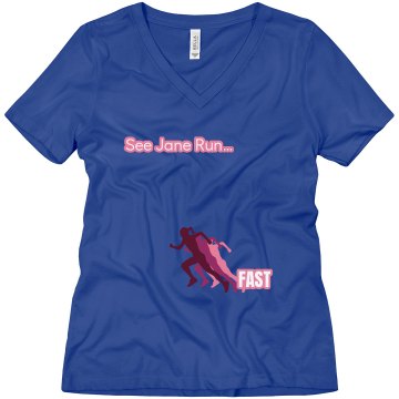 See Jane Run Misses Relaxed Fit Anvil V-Neck Tee