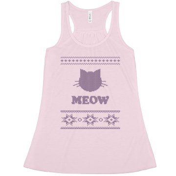 Feaux-Knit Meow Cat  Misses Bella Flowy Lightweight Tank