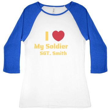 i love my marine Junior Fit Bella 1x1 Rib 3/4 Sleeve Raglan Tee