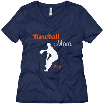 Baseball Rhinestone Mom Misses Relaxed Fit Bella Missy V-Neck Tee