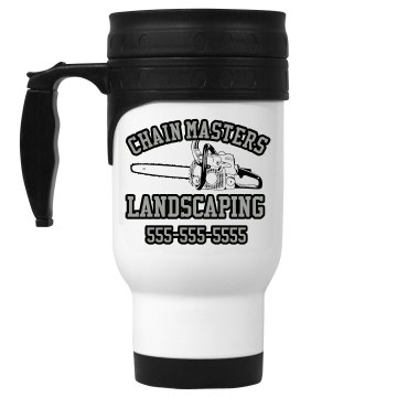 Chain Masters Landscaping 14oz White Stainless Steel Travel Mug