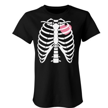 Her Rib Cage Heart Junior Fit Bella Sheer Longer Length Rib Tee