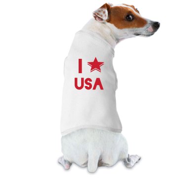 I Love The USA Dog T Doggie Skins Dog Hoodie Tee