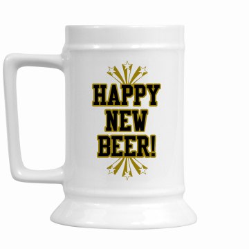 Happy New Beer 16oz Ceramic Stein
