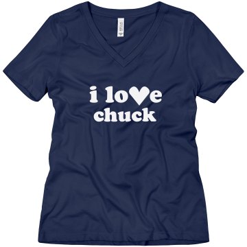 I Love Chuck Misses Relaxed Fit Anvil V-Neck Tee