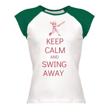 Keep Calm & Swing Away Junior Fit Bella 1x1 Rib Cap Sleeve Raglan Tee