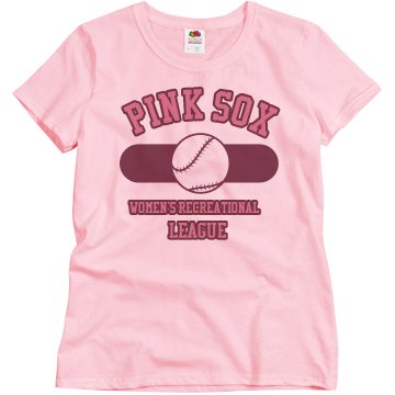 Pink Sox Rec League Misses Relaxed Fit Basic Gildan Ultra Cotton Tee